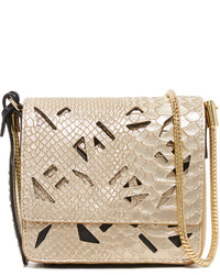 Женская золотая кожаная сумка с геометрическим рисунком от Kenzo