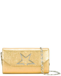 Женская золотая кожаная сумка со звездами от Golden Goose
