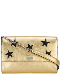 Женская золотая кожаная сумка со звездами от Stella McCartney