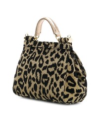 Золотая кожаная сумка через плечо с леопардовым принтом от Dolce & Gabbana