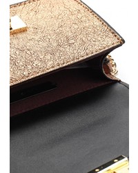 Золотая кожаная сумка через плечо от Mango