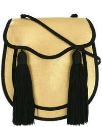 Золотая кожаная сумка через плечо от Saint Laurent