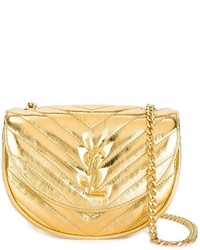 Золотая кожаная сумка через плечо от Saint Laurent