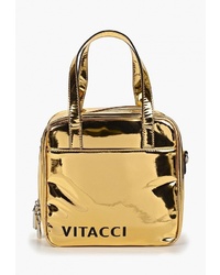Золотая кожаная сумка через плечо от Vitacci