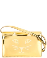 Женская золотая кожаная сумка от Charlotte Olympia