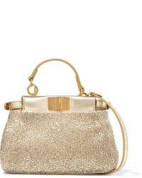 Женская золотая кожаная сумка от Fendi