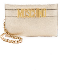 Женская золотая кожаная сумка от Moschino