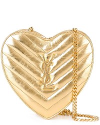 Женская золотая кожаная сумка от Saint Laurent