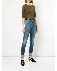 Женская золотая кофта с коротким рукавом от Veronica Beard