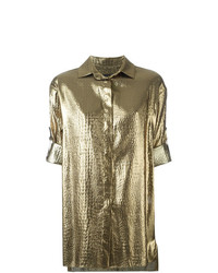 Женская золотая рубашка с коротким рукавом от Alexandre Vauthier