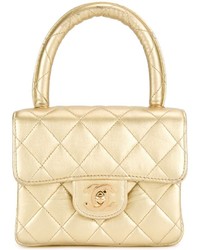 Золотая стеганая большая сумка от Chanel