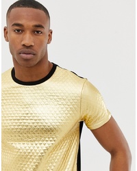 Мужская золотая стеганая футболка с круглым вырезом от ASOS DESIGN
