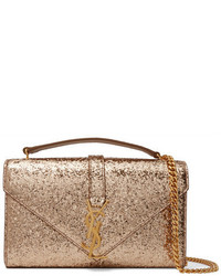 Золотая сумка через плечо из плотной ткани от Saint Laurent