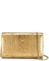 Золотая сумка через плечо со змеиным рисунком от Saint Laurent