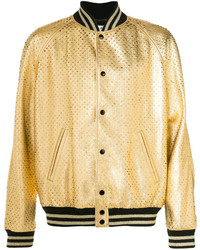 Мужская золотая университетская куртка от Saint Laurent