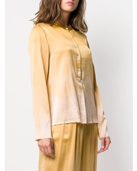 Женская золотая шелковая классическая рубашка c принтом тай-дай от Raquel Allegra