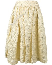 Золотая шелковая юбка с вышивкой от Simone Rocha
