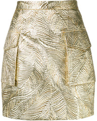 Золотая шелковая юбка с рельефным рисунком от Dsquared2