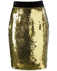 Золотая юбка-карандаш с пайетками