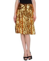 Золотая юбка-миди со складками