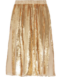 Золотая юбка с пайетками со складками от Tibi
