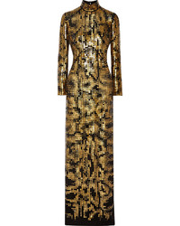 Золотое вечернее платье с пайетками от Roberto Cavalli