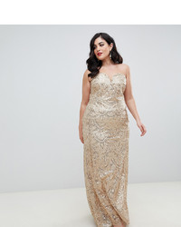Золотое вечернее платье с пайетками от TFNC Plus