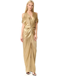 Золотое вечернее платье с разрезом от Zero Maria Cornejo
