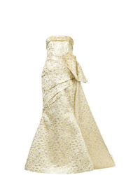 Золотое вечернее платье с цветочным принтом от Bambah