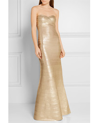Золотое вечернее платье от Herve Leger