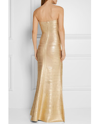 Золотое вечернее платье от Herve Leger
