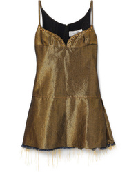 Золотое джинсовое платье прямого кроя с люверсами
