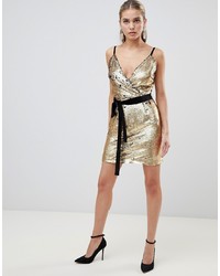 Золотое облегающее платье с пайетками от Fashion Union