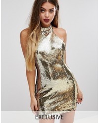 Золотое облегающее платье с пайетками от PrettyLittleThing