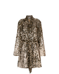 Женское золотое пальто с украшением от ATTICO