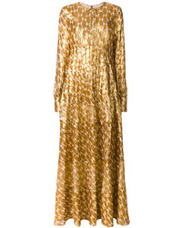 Золотое платье-макси с вышивкой от Tory Burch