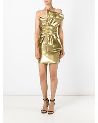 Золотое платье прямого кроя от Saint Laurent
