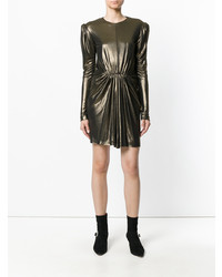 Золотое платье прямого кроя от Saint Laurent