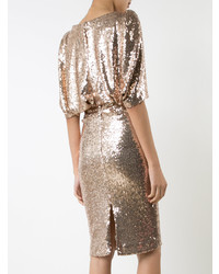 Золотое платье-футляр с пайетками от Talbot Runhof