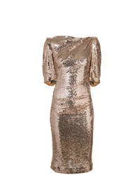 Золотое платье-футляр с пайетками от Talbot Runhof