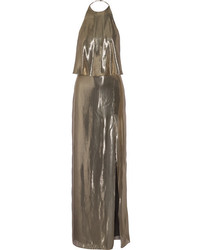 Золотое шелковое вечернее платье от Halston