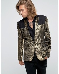 Мужской золотой бархатный пиджак от Asos