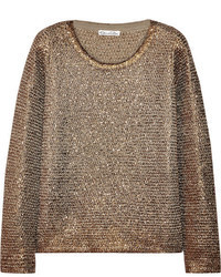 Женский золотой вязаный свитер от Oscar de la Renta