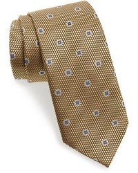 Золотой галстук с цветочным принтом