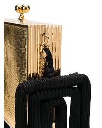 Золотой кожаный клатч c бахромой от Alessandra Rich