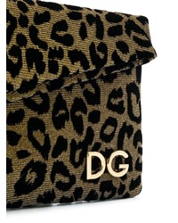 Золотой кожаный клатч с леопардовым принтом от Dolce & Gabbana
