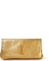 Золотой кожаный клатч с рельефным рисунком