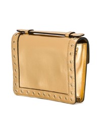 Золотой кожаный клатч с украшением от GEDEBE