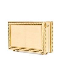 Золотой кожаный клатч с цветочным принтом от Dolce & Gabbana