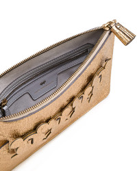 Золотой кожаный клатч от Anya Hindmarch